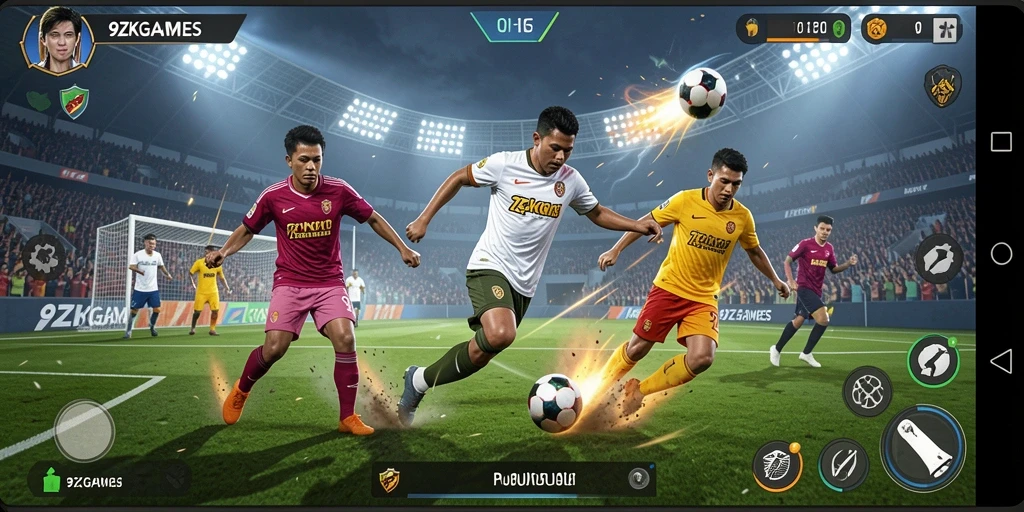 Menampilkan gameplay sepak bola yang mendebarkan dan penuh aksi.