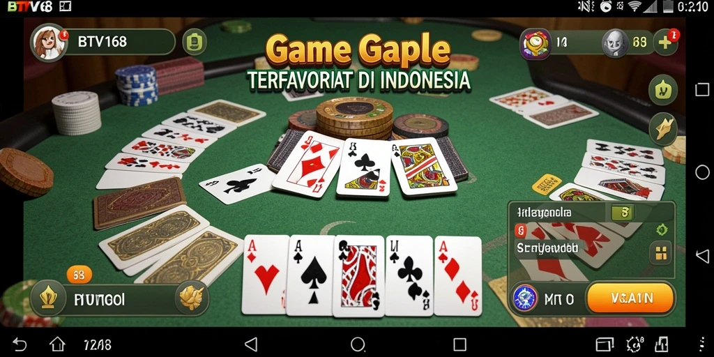 Screenshot gameplay Gaple BTV168 menampilkan suasana kompetitif yang seru.