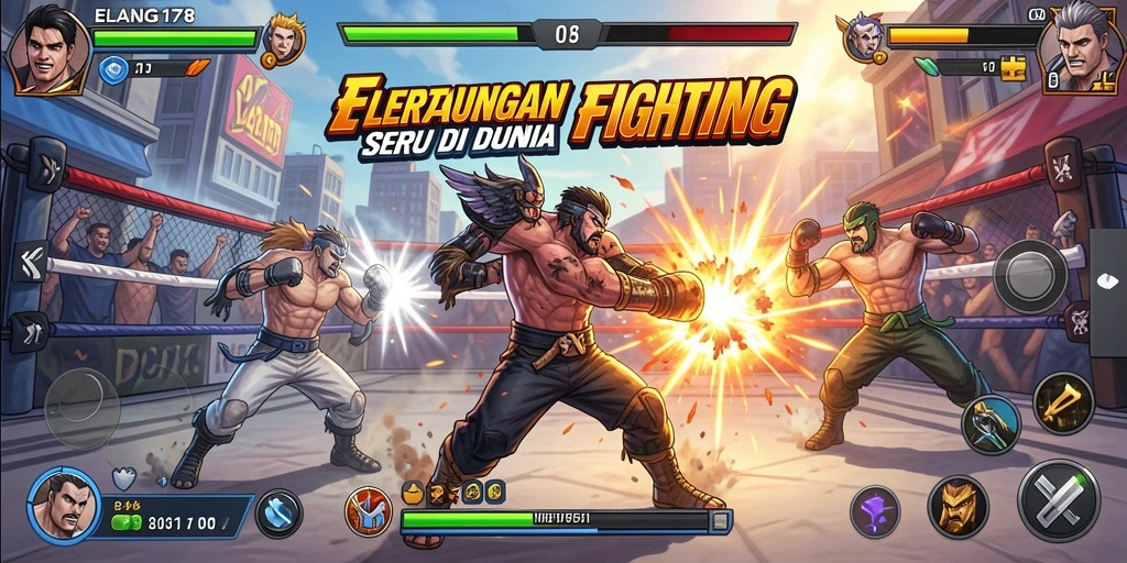 Screenshot gameplay ELANG178 menampilkan karakter yang sedang bertarung dengan gerakan dinamis.