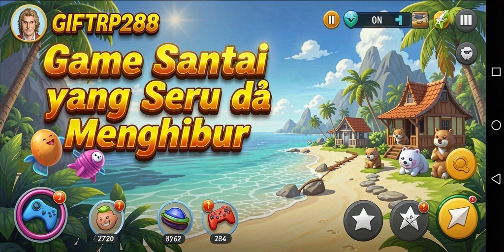 Screenshot menunjukkan gameplay seru dari GIFTRP288 yang penuh warna.