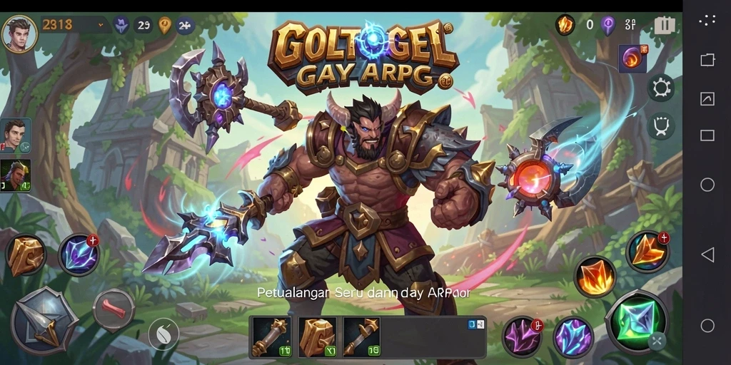 Gameplay GOLTOGEL menampilkan aksi bertempur yang mendebarkan dalam dunia fantasi.