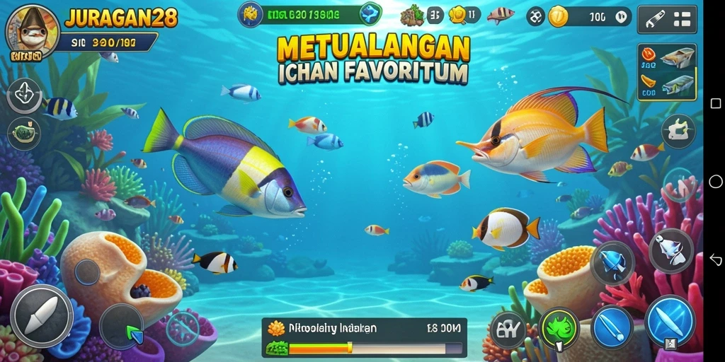 Tampilan gameplay menembak ikan yang seru dan penuh aksi.