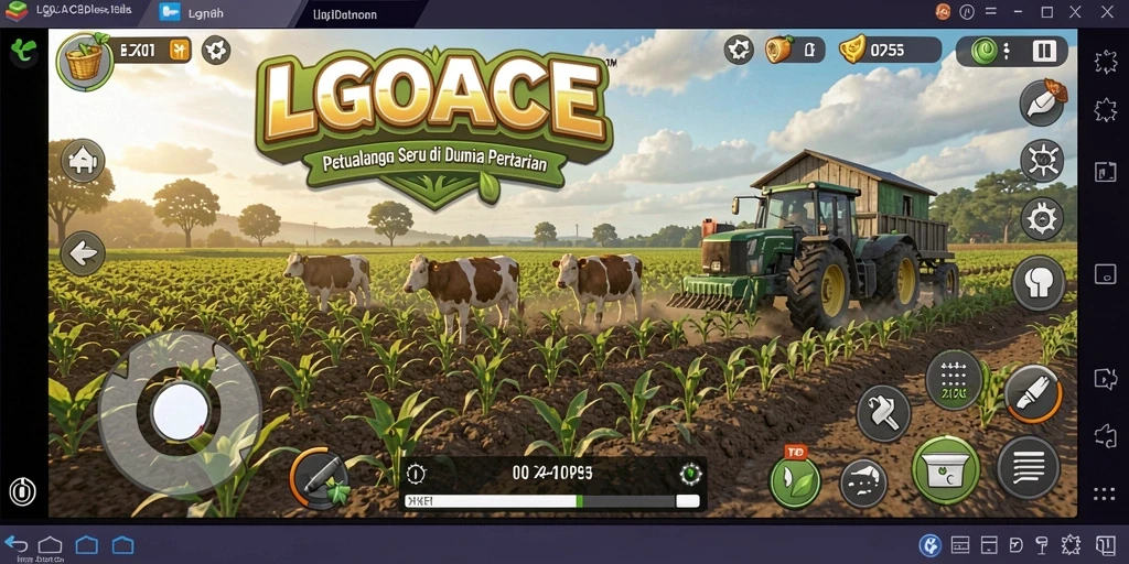 Tampilan gameplay menakjubkan dari LGOACE dengan aktivitas bertani yang seru.