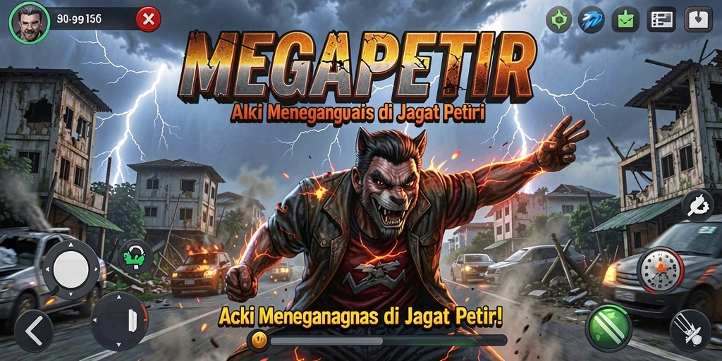 Tampilkan gameplay menegangkan MEGAPETIR saat melawan musuh.