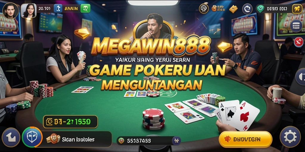 Tampilan menarik dari gameplay Poker di MEGAWIN888.