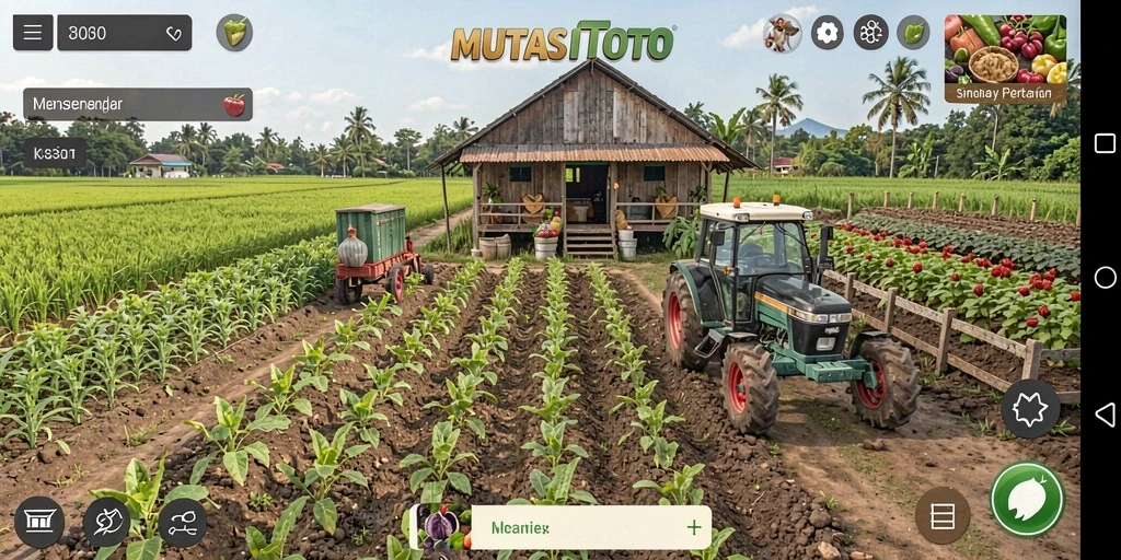 Screenshot MUTASITOTO menampilkan gameplay pertanian yang menarik dan interaktif.