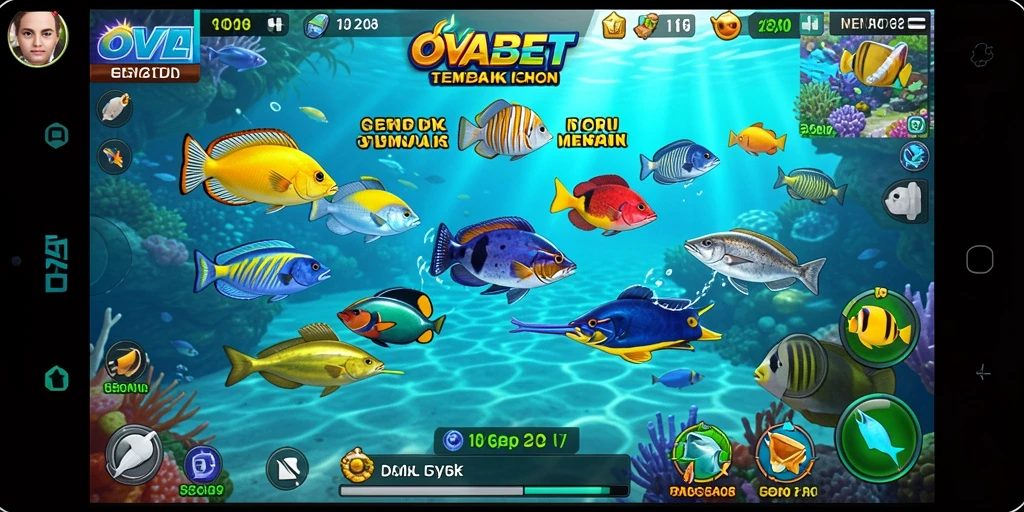 Tampilan gameplay seru di OVABET yang menampilkan aksi menangkap ikan.