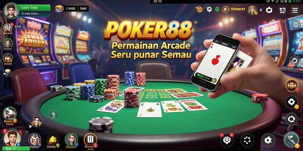 Tampilan utama gameplay POKER88 dengan keseruan permainan kartu.