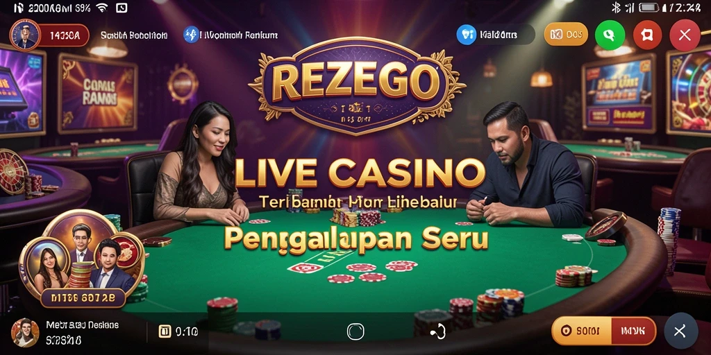 Tampilan menakjubkan dari permainan Live Casino REZEGO dengan dealer langsung.