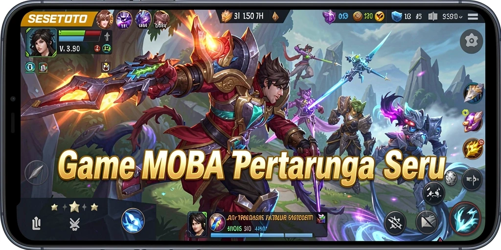 Screenshot gameplay SESETOTO menampilkan pertarungan epik antara kedua tim.