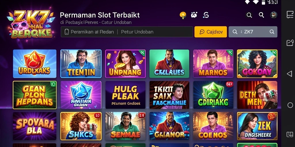 Tangkapan layar ZK7 menampilkan gameplay Slot yang seru dan penuh warna.